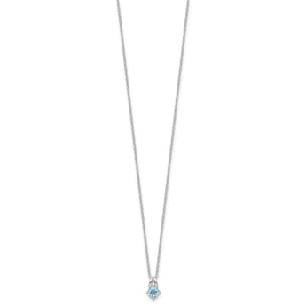 Sterling Silver Rhodium-Rhodium-Plated .59BT Blue Topaz 16in With 2 Inch Extention Necklace - Birthstone Company