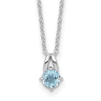 Sterling Silver Rhodium-Rhodium-Plated .59BT Blue Topaz 16in With 2 Inch Extention Necklace - Birthstone Company