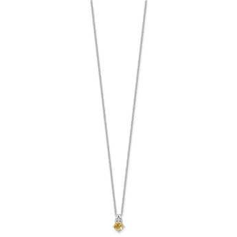 Sterling Silver Rhodium-plated .45CI Citrine 16in w/2in ext Necklace