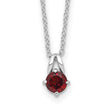 Sterling Silver Rhodium-Rhodium-Plated .6GA Garnet 16in w/1in ext Necklace - Birthstone Company