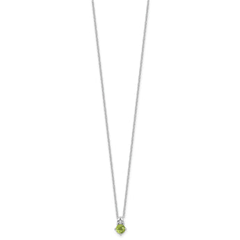 Sterling Silver Rhodium-plated .54PE Peridot 16in w/2in ext Necklace