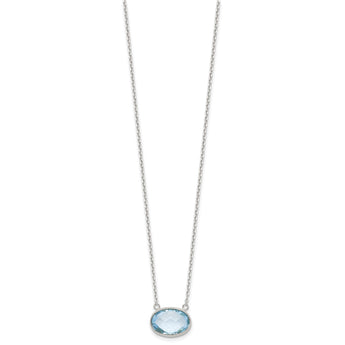 Sterling Silver Polished Oval Blue Topaz 17in w/.5in ext Necklace - Birthstone Company