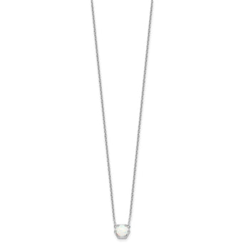 Sterling Silver Rhodium-plated Polished Created Opal 18in Necklace