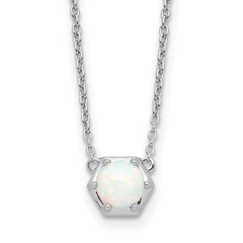 Sterling Silver Rhodium-plated Polished Created Opal 18in Necklace