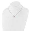 Sterling Silver Rhodium-Platedod-pltd Teardrop Rhodium-Platedod. Garnet 16in With 2 Inch Extention Necklace - Birthstone Company