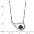 Sterling Silver Rhodium-Platedod-pltd Teardrop Rhodium-Platedod. Garnet 16in With 2 Inch Extention Necklace - Birthstone Company