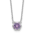 Sterling Silver Rhodium-plated Polished Amethyst Necklace
