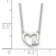 Sterling Silver E-Coating CZ Heart 16in w/2in ext Necklace