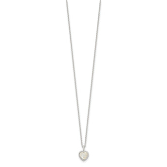 Sterling Silver E-coated Moonstone Heart 18in w/2in ext Necklace