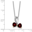 Sterling Silver/14k RH-plated Garnet/Diamond Heart 18in w/2in ext Necklace - Birthstone Company