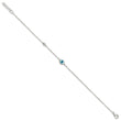 Sterling Silver Polished CZ and Mother of Pearl Evil Eye 6.75 Inch with 0.5 Inch Extension Bracelet - Birthstone Company