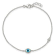 Sterling Silver Polished CZ and Mother of Pearl Evil Eye 6.75 Inch with 0.5 Inch Extension Bracelet - Birthstone Company