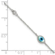 Sterling Silver Polished CZ and Mother of Pearl Evil Eye 6.75 Inch with 0.5 Inch Extension Bracelet - Birthstone Company