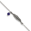 Sterling Silver Antiqued Blue Lapis/Feather 9 inch Plus 1 inch Extender - Total 10 inch Anklet - Birthstone Company