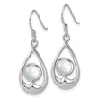 Sterling Silver Rhodium-plated Polished Round Mother of Pearl in Teardrop Dangle Shepherd Hook Earrings - Birthstone Company