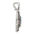 Sterling Silver Antiqued Marcasite and Garnet with Black Agate and Mother of Pearl Cameo Pendant - Birthstone Company