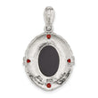Sterling Silver Antiqued Marcasite and Garnet with Black Agate and Mother of Pearl Cameo Pendant - Birthstone Company