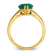 Sterling Silver Gold-tone Polished Green Chalcedony Heart Ring, Size 6–8