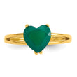 Sterling Silver Gold-tone Polished Green Chalcedony Heart Ring, Size 6–8