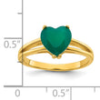 Sterling Silver Gold-tone Polished Green Chalcedony Heart Ring, Size 6–8