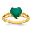 Sterling Silver Gold-tone Polished Green Chalcedony Heart Ring, Size 6–8