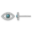 Sterling Silver Rhodium-plated Polished CZ and Compressed Turquoise Cabochon Evil Eye Post Earrings - Birthstone Company