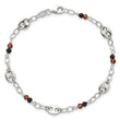 Sterling Silver Polished and Beaded Garnet and Spinel Fancy Link 7.5 inch Bracelet - Birthstone Company