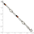 Sterling Silver Polished and Beaded Garnet and Spinel Fancy Link 7.5 inch Bracelet - Birthstone Company