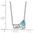 Sterling Silver Rhodium-plated Polished Pear Sky Blue and Emerald-cut White Topaz 16 Inch with 2 Inch Extension Necklace - Birthstone Company