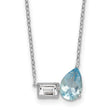 Sterling Silver Rhodium-plated Polished Pear Sky Blue and Emerald-cut White Topaz 16 Inch with 2 Inch Extension Necklace - Birthstone Company