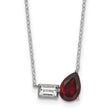 Sterling Silver Rhodium-plated Polished Pear Garnet and Emerald-cut White Topaz 16 Inch with 2 Inch Extension Necklace - Birthstone Company