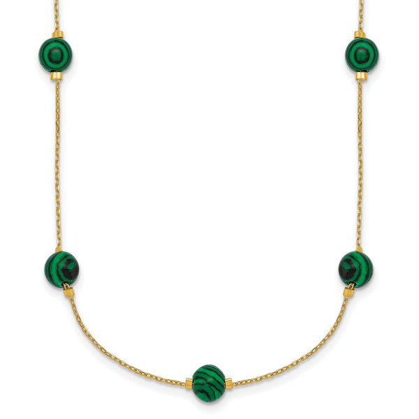 Lab-Created Malachite Necklace in Gold-Plated Sterling Silver, 16 Inch