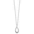 Sterling Silver Rhodium-plated Polished Amethyst Teardrop 16 Inch with 2 Inch Extension Necklace - Birthstone Company