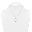 Sterling Silver Rhodium-plated Polished Amethyst Teardrop 16 Inch with 2 Inch Extension Necklace - Birthstone Company