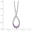 Sterling Silver Rhodium-plated Polished Amethyst Teardrop 16 Inch with 2 Inch Extension Necklace - Birthstone Company
