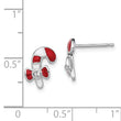 Sterling Silver Madi K Rhodium-plated Polished Red & White Enameled & Crystal Candy Cane Children's Post Earrings