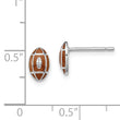 Sterling Silver Madi K Rhodium-plated Polished Brown Enameled Football Children's Post Earrings
