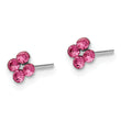 Sterling Silver Madi K Rhodium-plated Polished Pink Crystal Flower Children's Post Earrings
