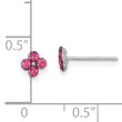 Sterling Silver Madi K Rhodium-plated Polished Pink Crystal Flower Children's Post Earrings