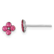 Sterling Silver Madi K Rhodium-plated Polished Pink Crystal Flower Children's Post Earrings