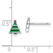Sterling Silver Madi K Rhodium-plated Polished Green & Red Enameled Christmas Tree Children's Post Earrings