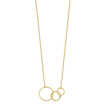 Sterling Silver Gold-tone 3 Intertwined Circles w/2 in ext. Necklace