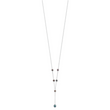 Sterling Silver Rhodium-plated 6-8mm Black Teardrop and Semi-Round Freshwater Cultured Pearl 6-Station Y-Drop 16 inch Necklace