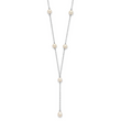 Sterling Silver Rhodium-plated 6-8mm White Teardrop and Semi-Round Freshwater Cultured Pearl 6-Station Y-Drop 16 inch Necklace