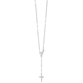Sterling Silver Polished Bead Rosary 18 inch Necklace