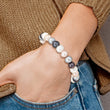 8-9mm White, Platinum, Peach and Black Near-Round Freshwater Cultured Pearl Stretch Bracelet