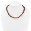 10-10.5mm Smooth Beaded Tiger Eye Necklace w/Sterling S.RH Clasp 18 in - Birthstone Company