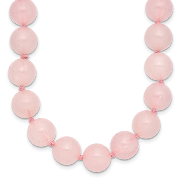 10-10.5mm Smooth Beaded Rose Quartz Necklace With Sterling S.RH Clasp 18 in - Birthstone Company