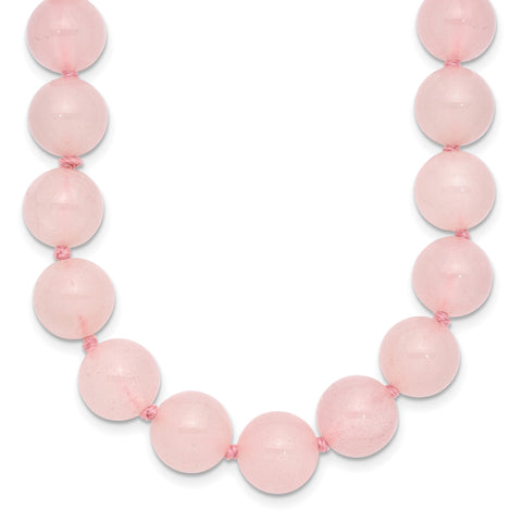 10-10.5mm Smooth Beaded Rose Quartz Necklace With Sterling S.RH Clasp 18 in - Birthstone Company
