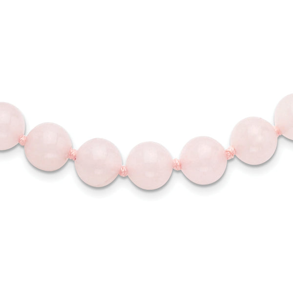 10-10.5mm Smooth Beaded Rose Quartz Necklace w/Sterling S.RH Clasp